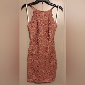 By&By Pink Lace Bodycon Mini Dress